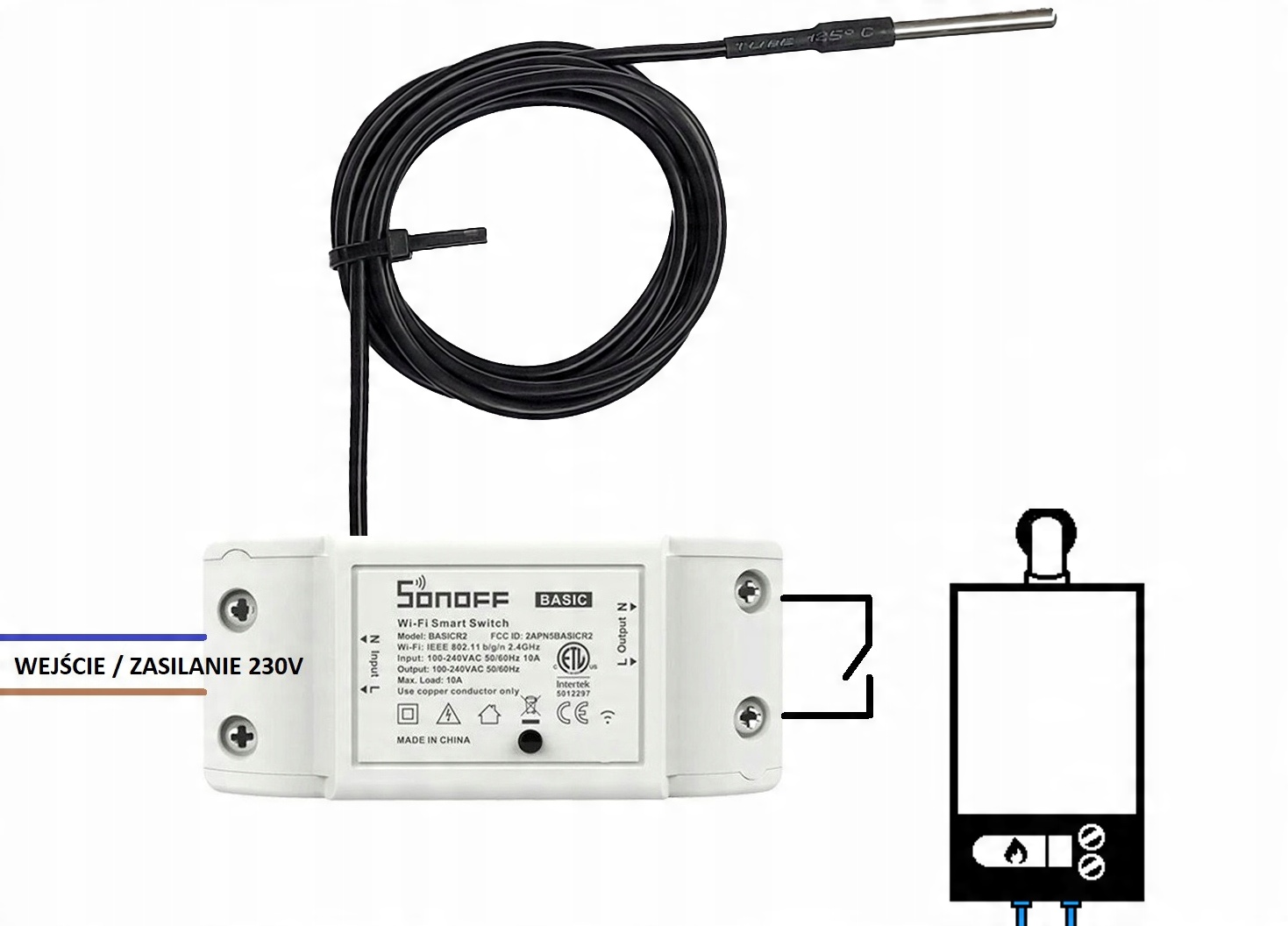 

Sonoff WiFi Sterownik Beznapięciowy Pieca +DS18B20