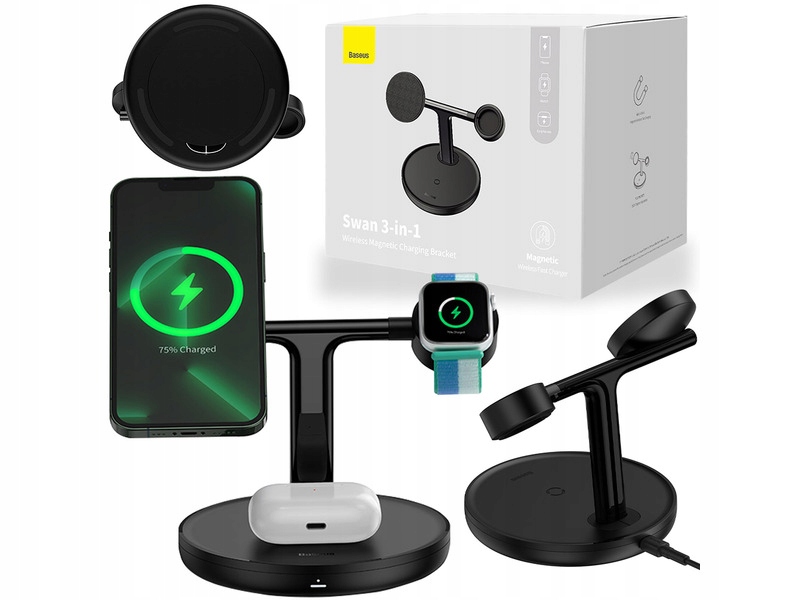 Ładowarka indukcyjna Baseus Swan 3w1 MagSafe 15W