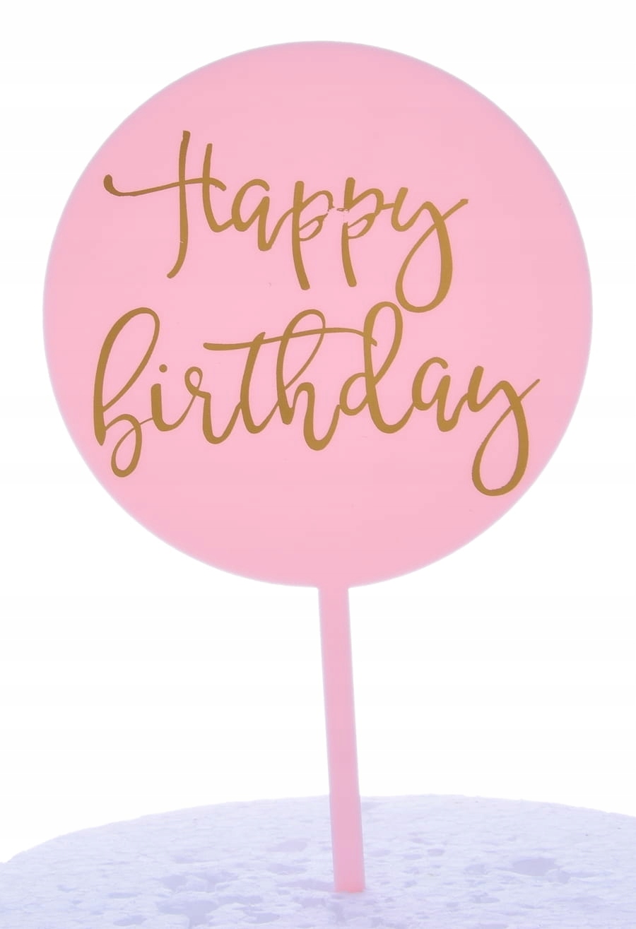 

Topper akrylowy Koło Happy Birthday Różowy