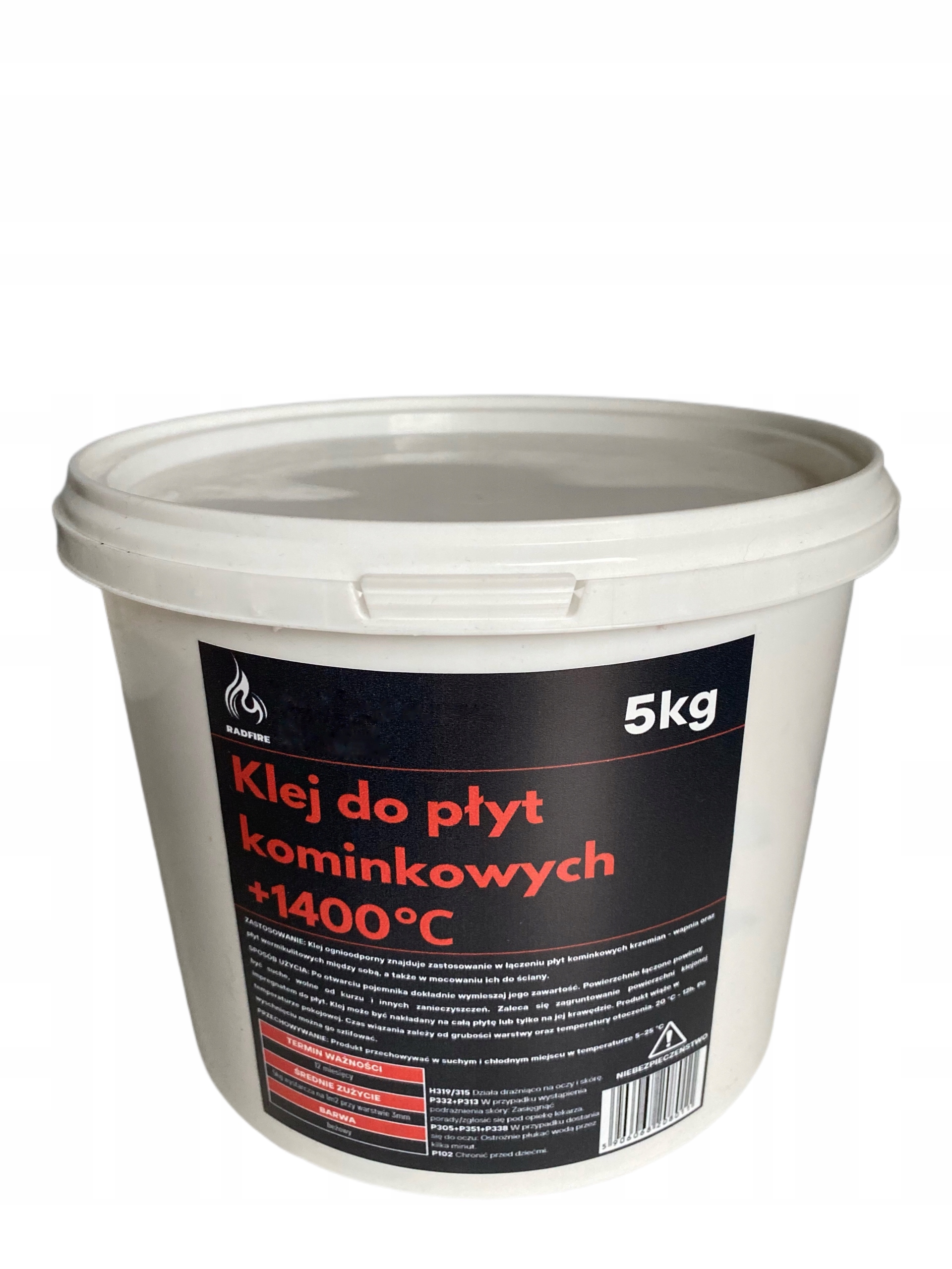 Klej wysokotemperaturowy do płyt kominkowych, odporny 1400 stopni 5kg