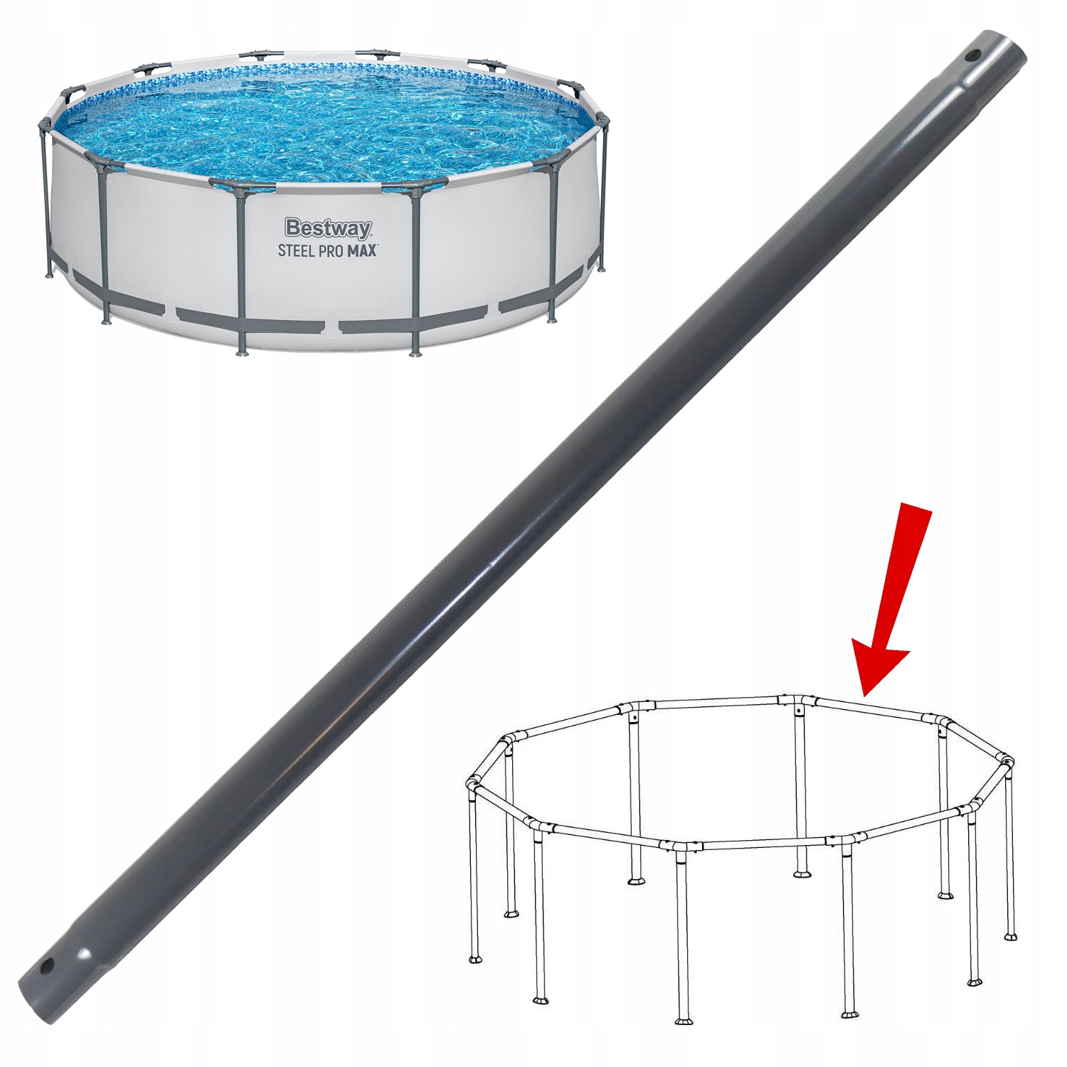 Bazénový sloupek horizontální trubka příčka do bazénu Bestway 56418