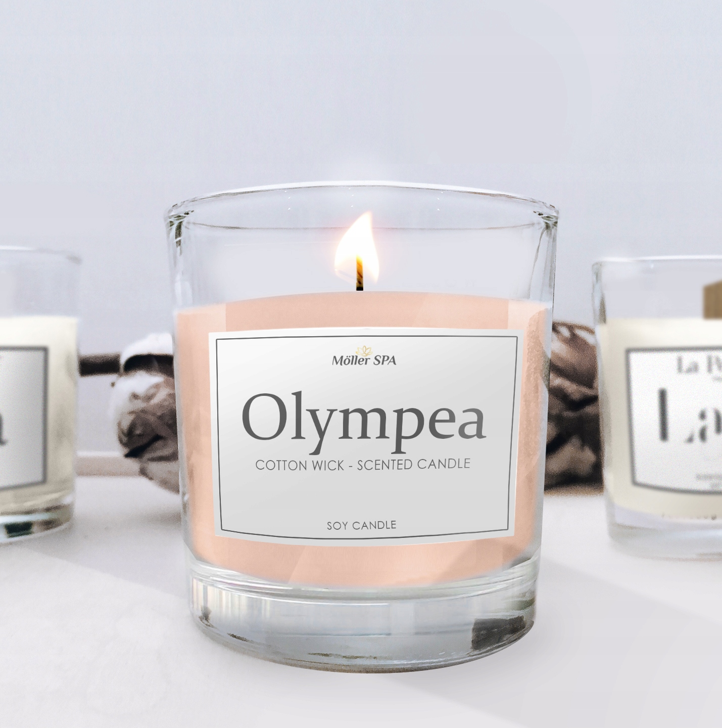 Möller SPA OLYMPEA SOJOWA NATURALNA ŚWIECZKA ŚWIECA O ZAPACHU PERFUM Czas palenia do 75h