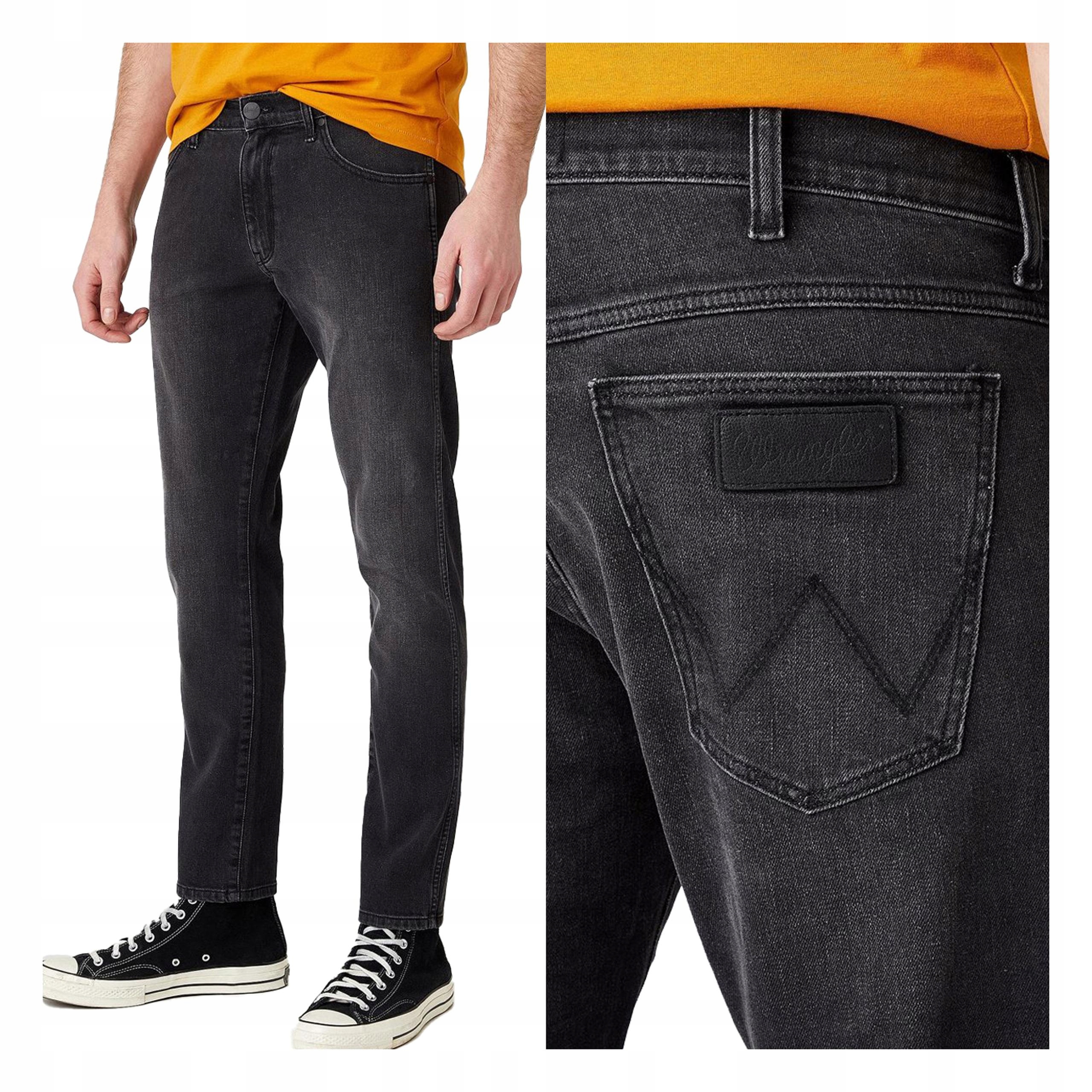 Pánské džíny Wrangler Larston Slim Fit, úzký střih, černé, velikost W36 L32