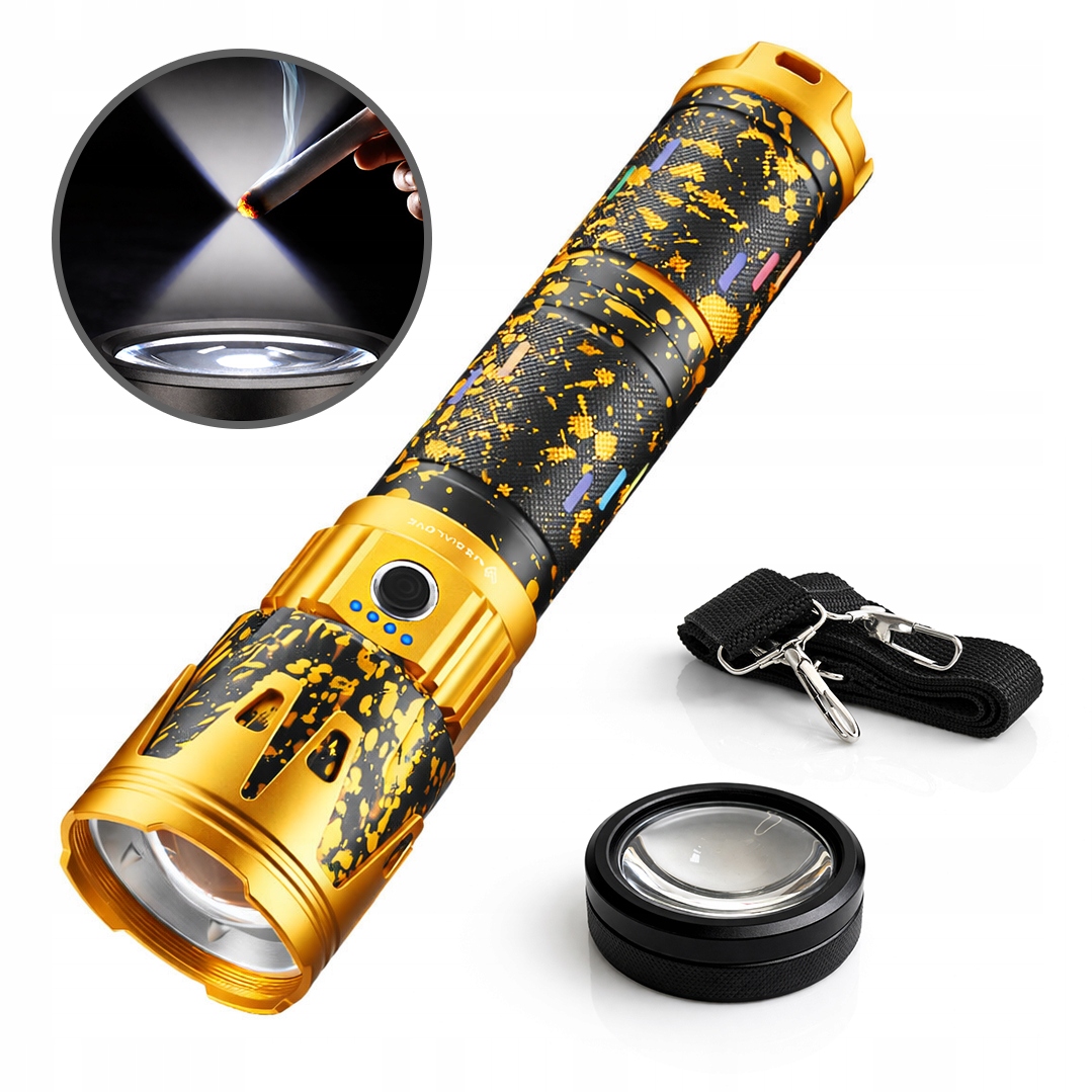 Ogromna Latarka Taktyczna Led Laser Dalekosiężna 2000m 19800 mAh Soczewka