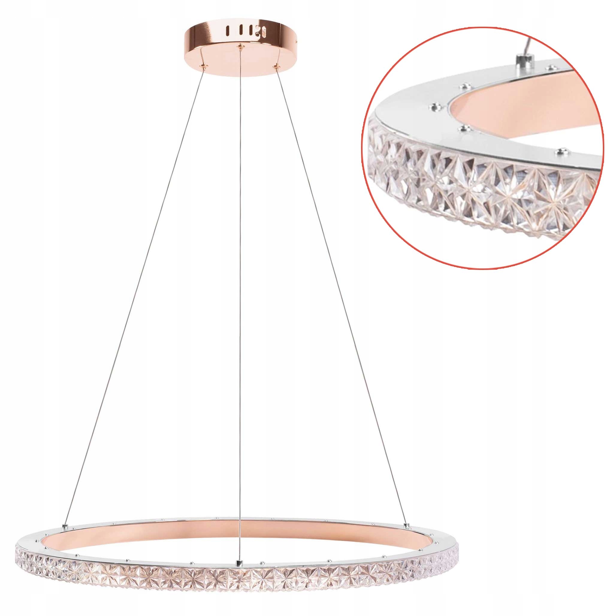 Závěsná Led křišťálová lampa do obývacího pokoje Stropní Svítidlo s krystaly Růžové zlato