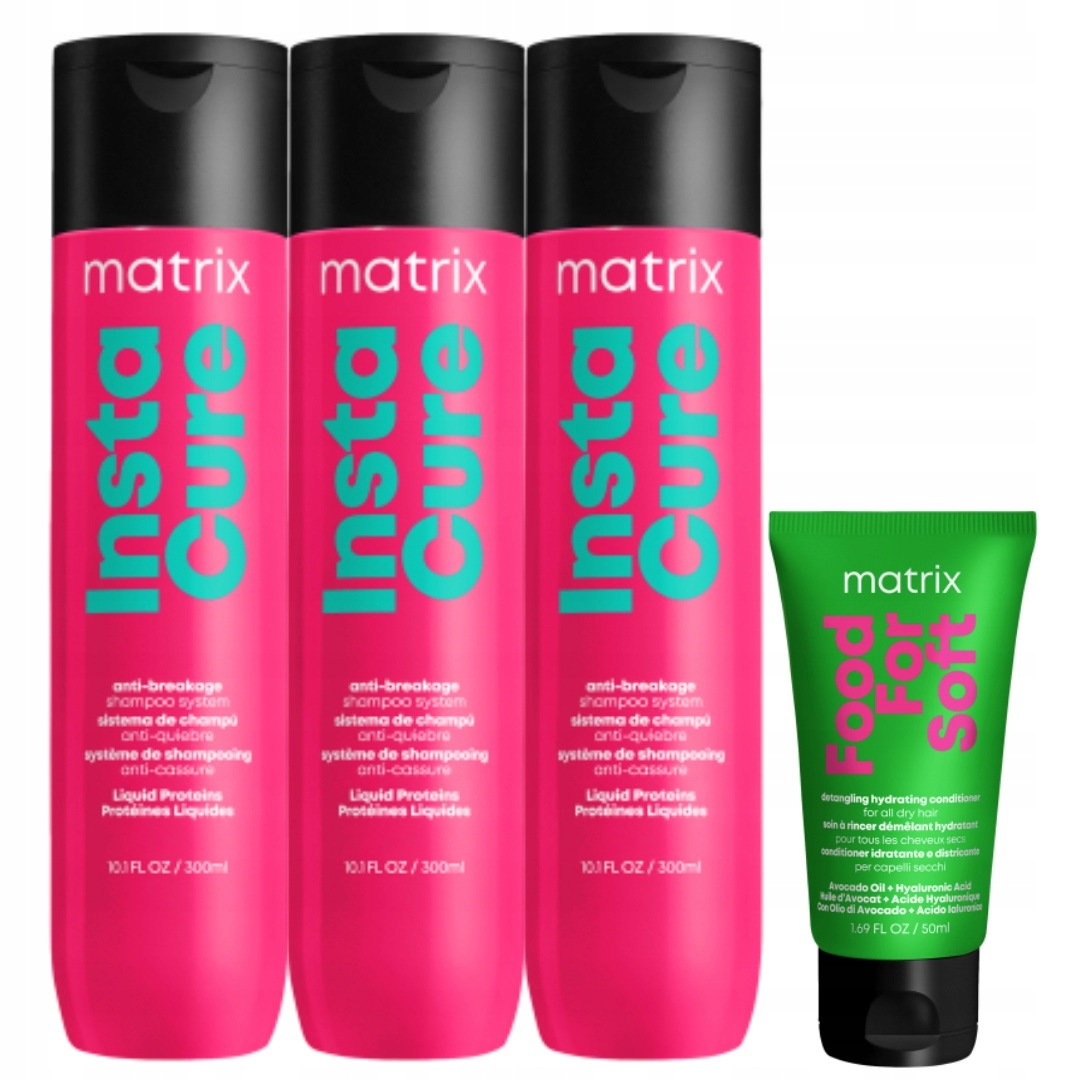 Matrix Instacure Regenerujący szampon do włosów łamliwych 3x300ml Gratisy