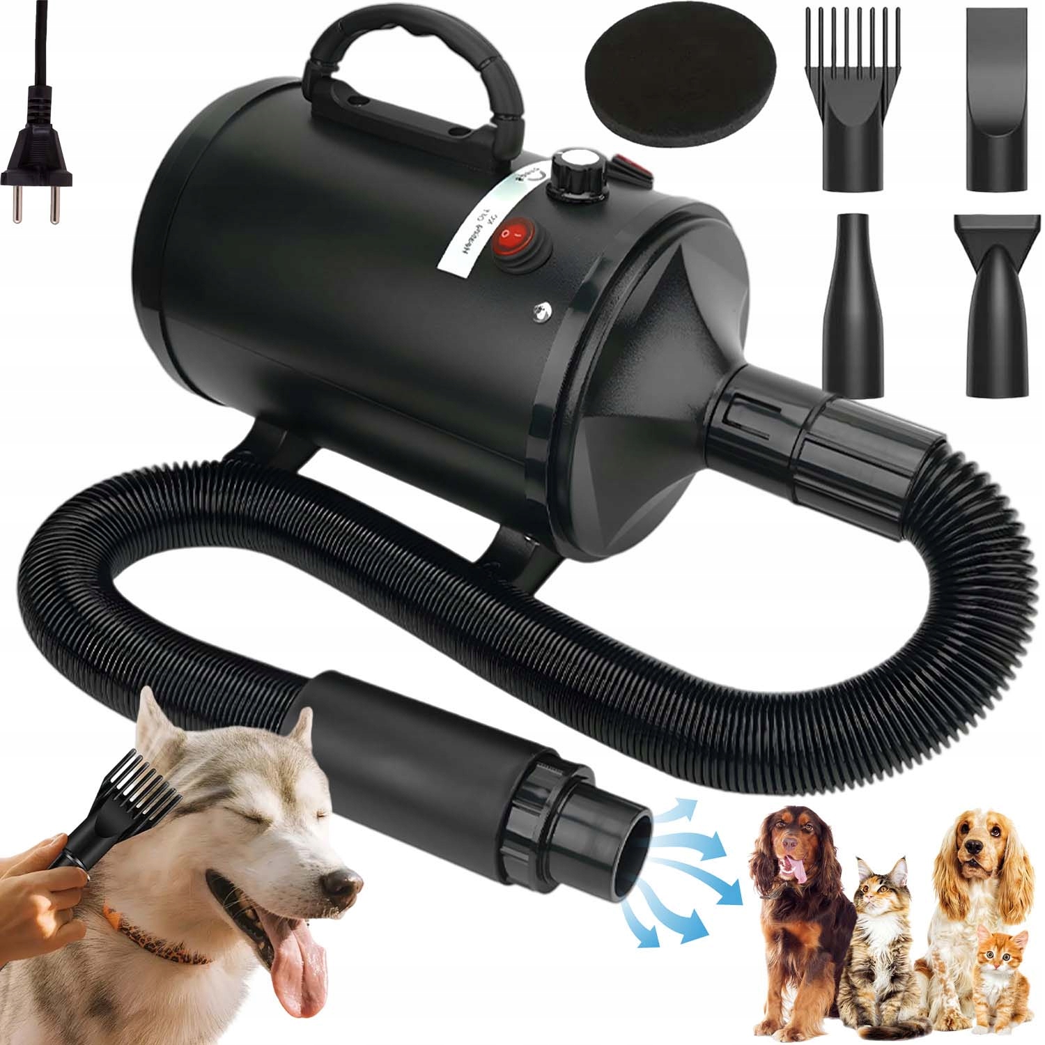 Sušička Pro Psy A Kočky 2800 W Výkonná S 4 Tryskami 25 M/S-80 M/s