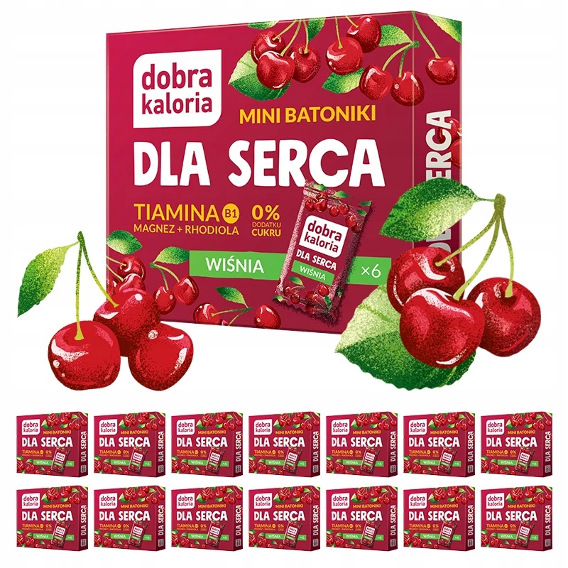 Zestaw Zdrowe Mini Batoniki Dla Serca Dobra Kaloria Wiśniowe 0 cukru 14 Szt
