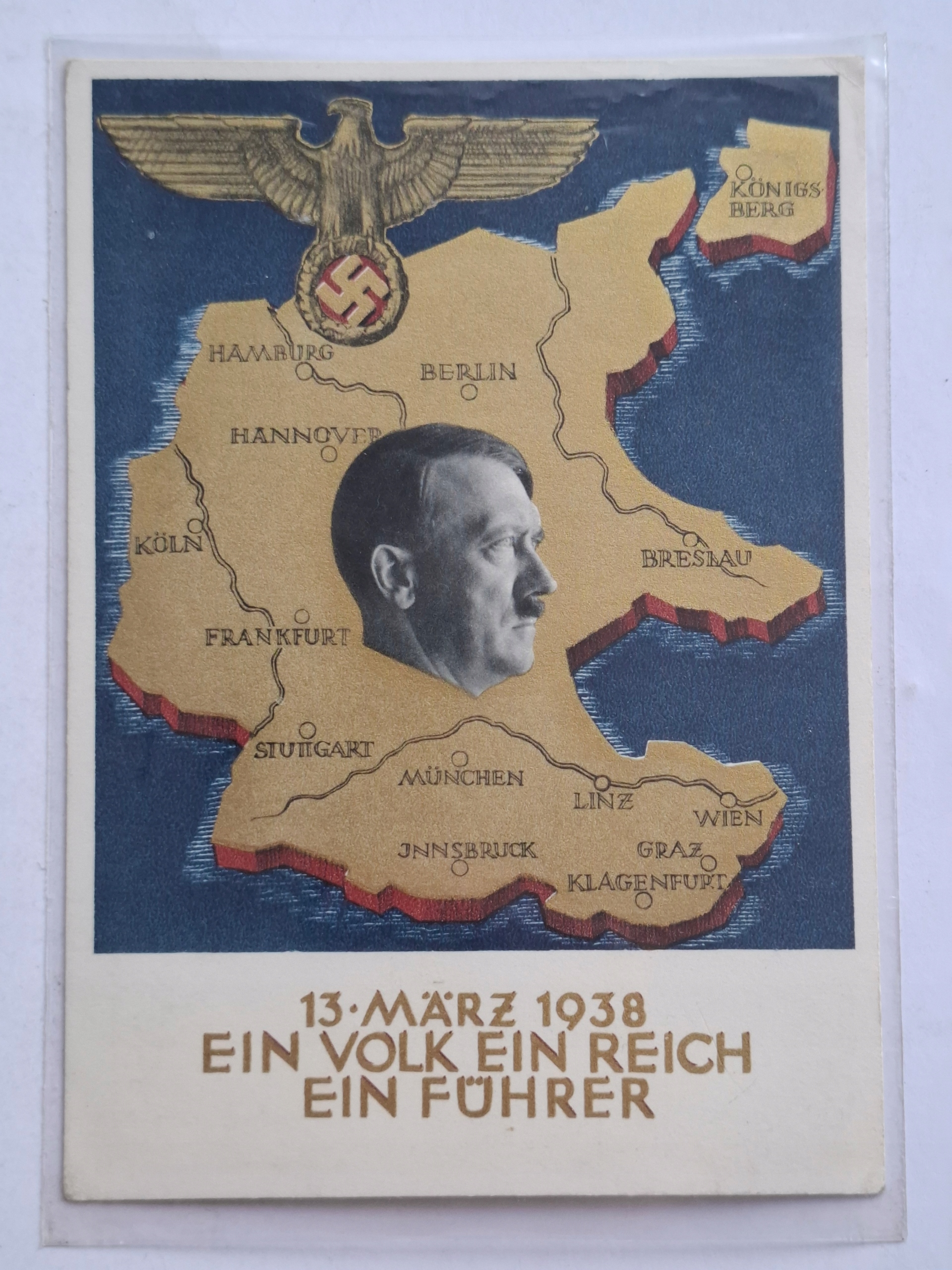 Pocztówka Niemcy Propaganda Rzesza znaczek całostka