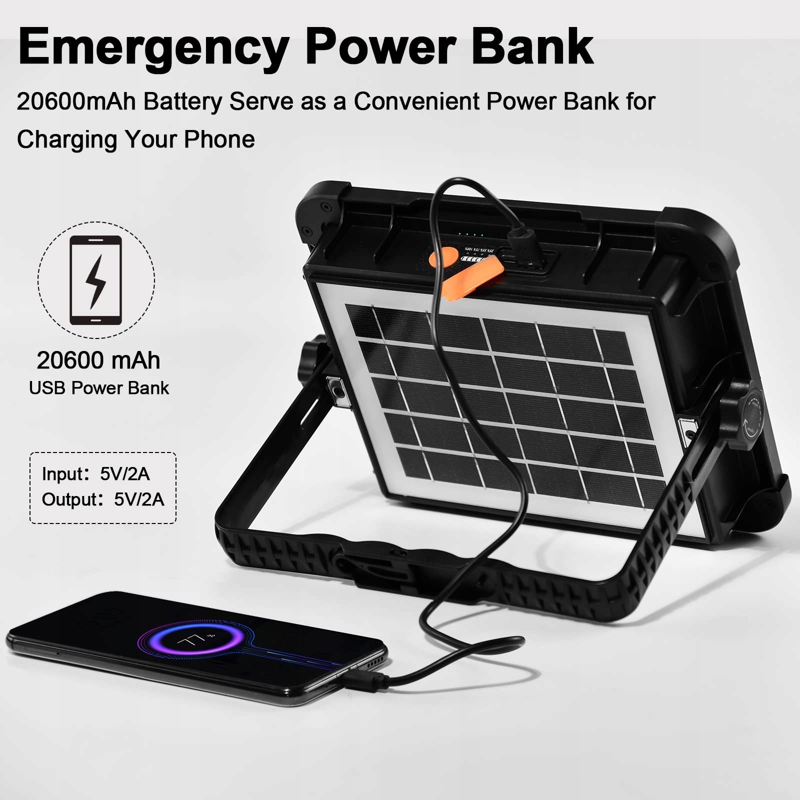 Reflektor budowlany LED, 200 W, do ponownego ładowania, z pilotem zdalnego — miniatura 5