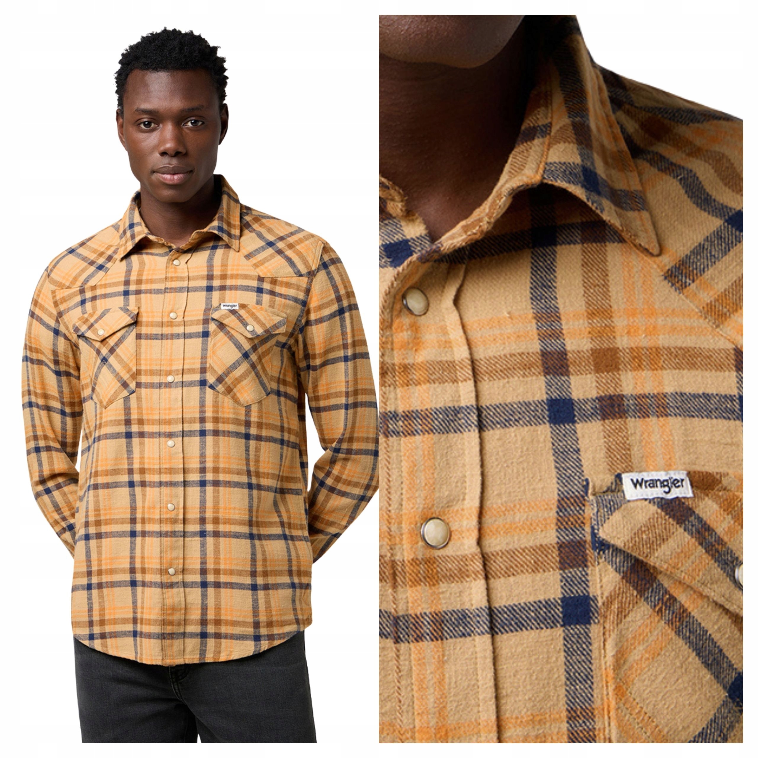 Pánská košile Wrangler Western Shirt W Kratka Hnědomodrá M