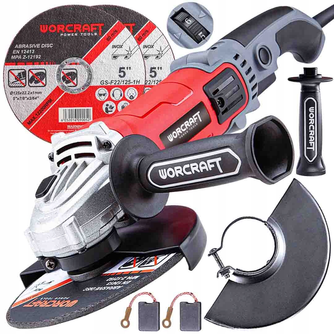 Mocna Szlifierka Kątowa 125 MM Regulacja Obrotów 2 Tarcze