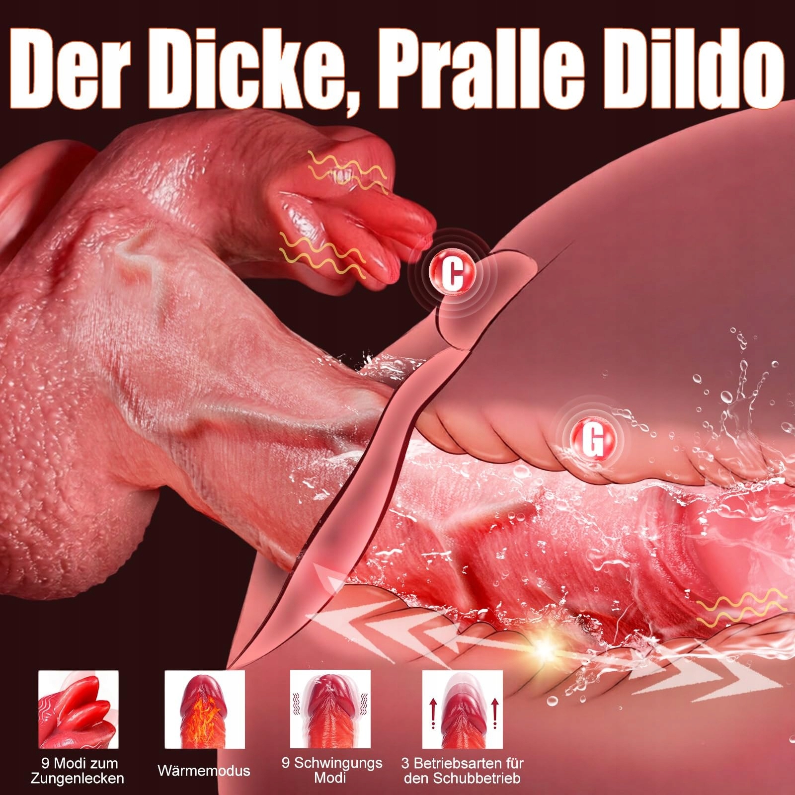 REALISTISCHER Dildo Wibrator Zdalne Sterowanie 23cm Gruby — miniatura 3