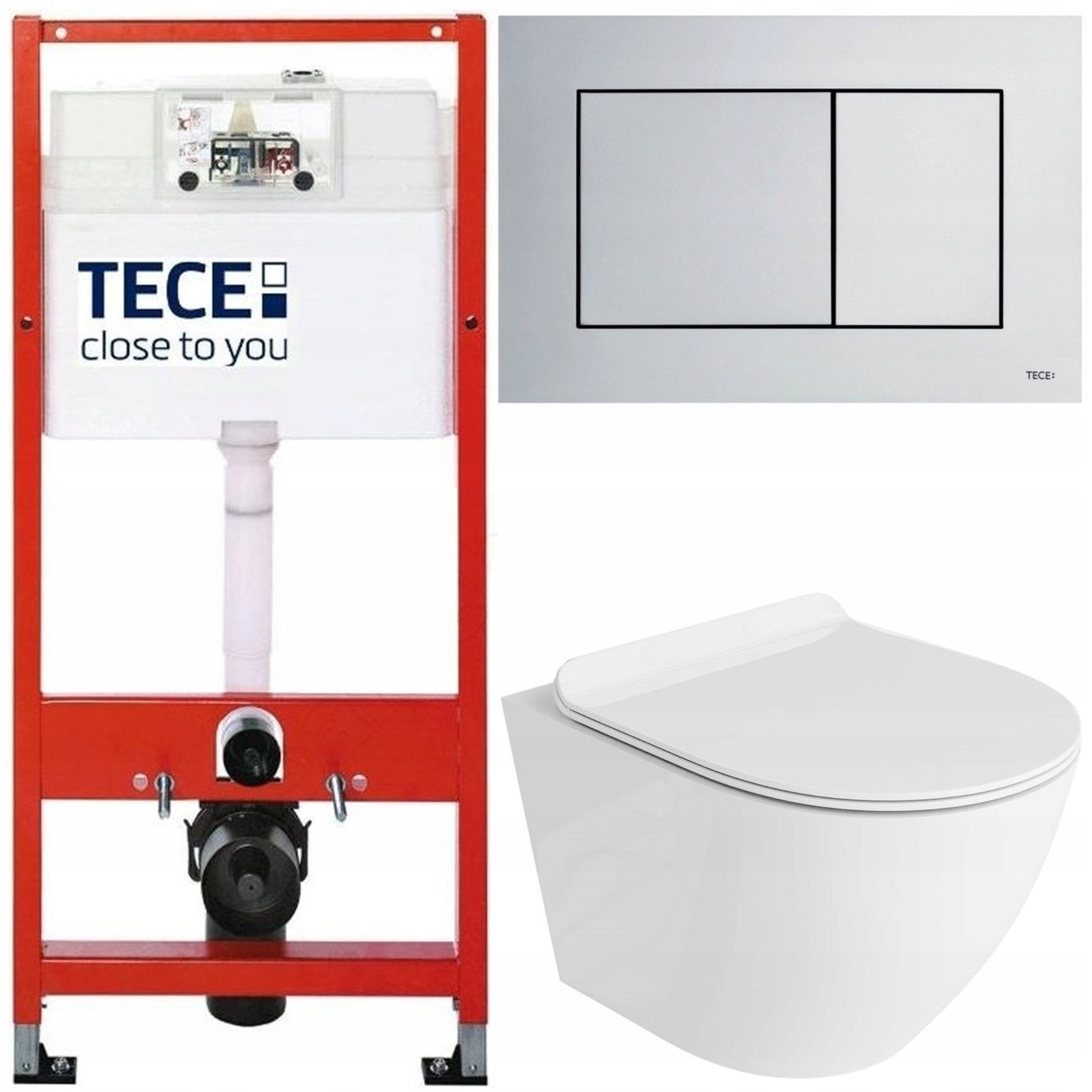 Tece Zestaw Podtynkowy Wc Miska Rimless Przycisk Chrom Mat Mata 6W1