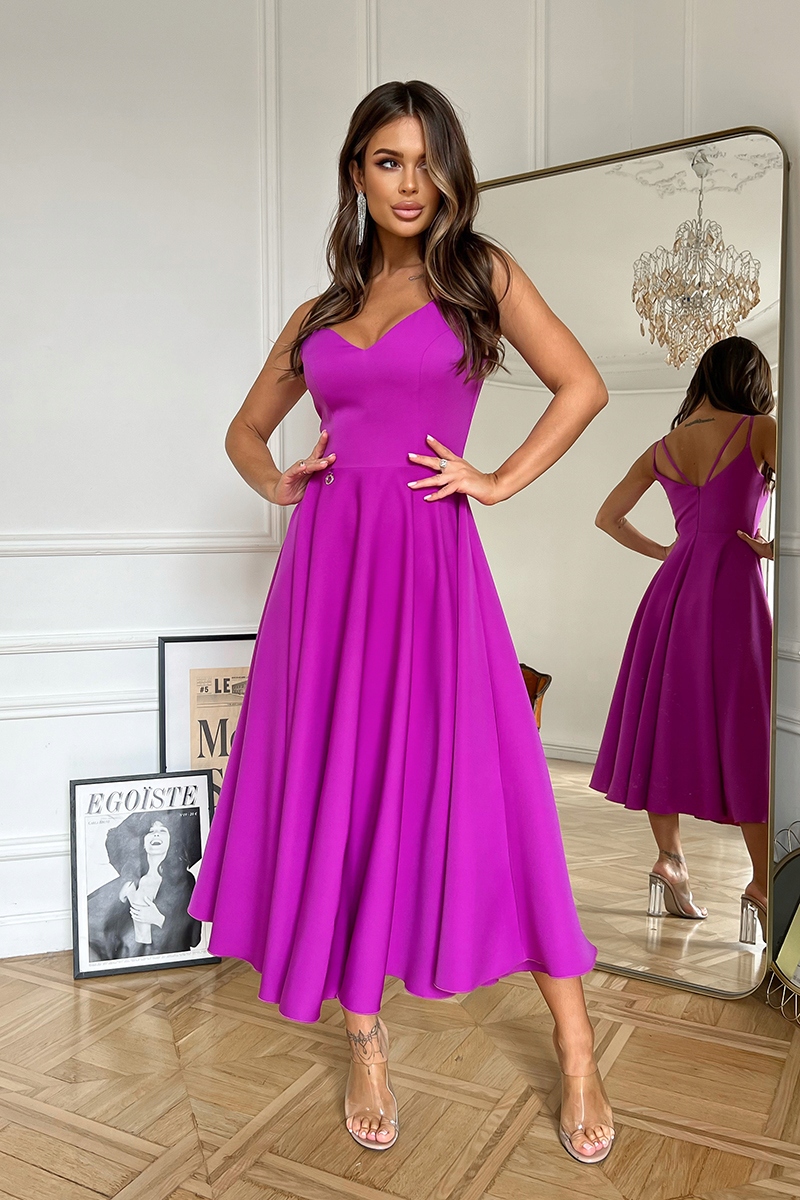 Šaty Na Svatební Hostinu MIDI Fialová 244 34 Xs