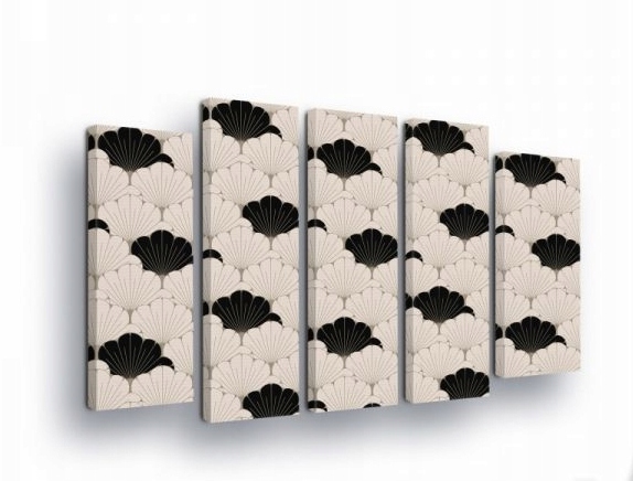 Obraz 150x100 modulární triptych japonský vzor vějíře mušle abstrakce