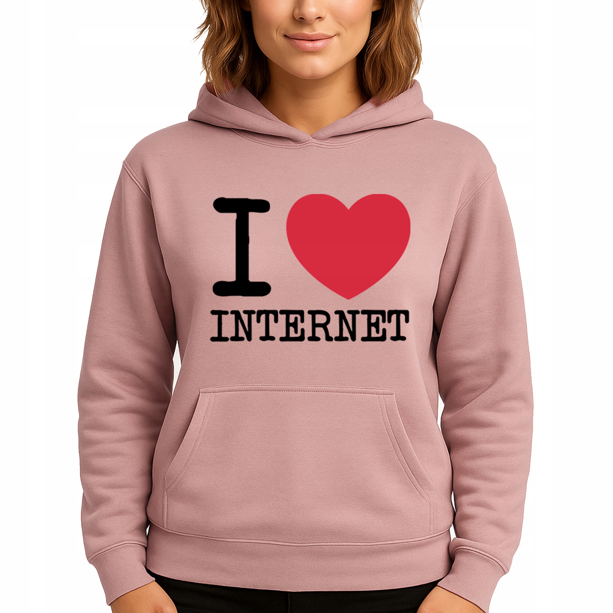 Mikina Růžová Hoodie S Kapucí Dárek Pro Ni I Love Internet S