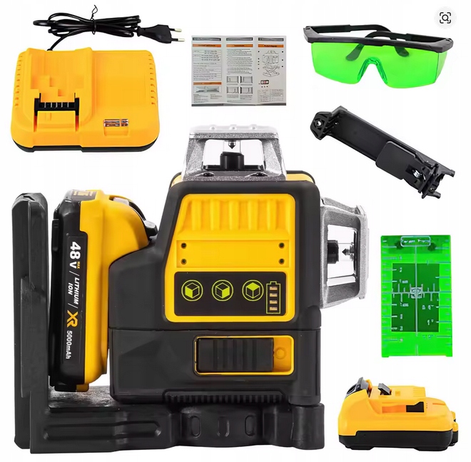 Křížový laser DCE089G 30 m 2x baterie brýle kufr