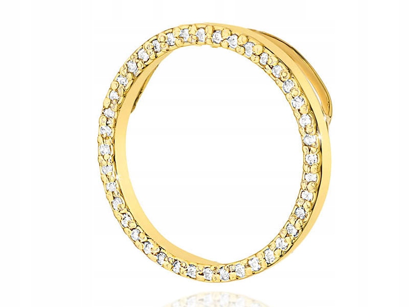 Zlatý přívěsek 585 kruh s diamanty a diamantem na řetízek 14k