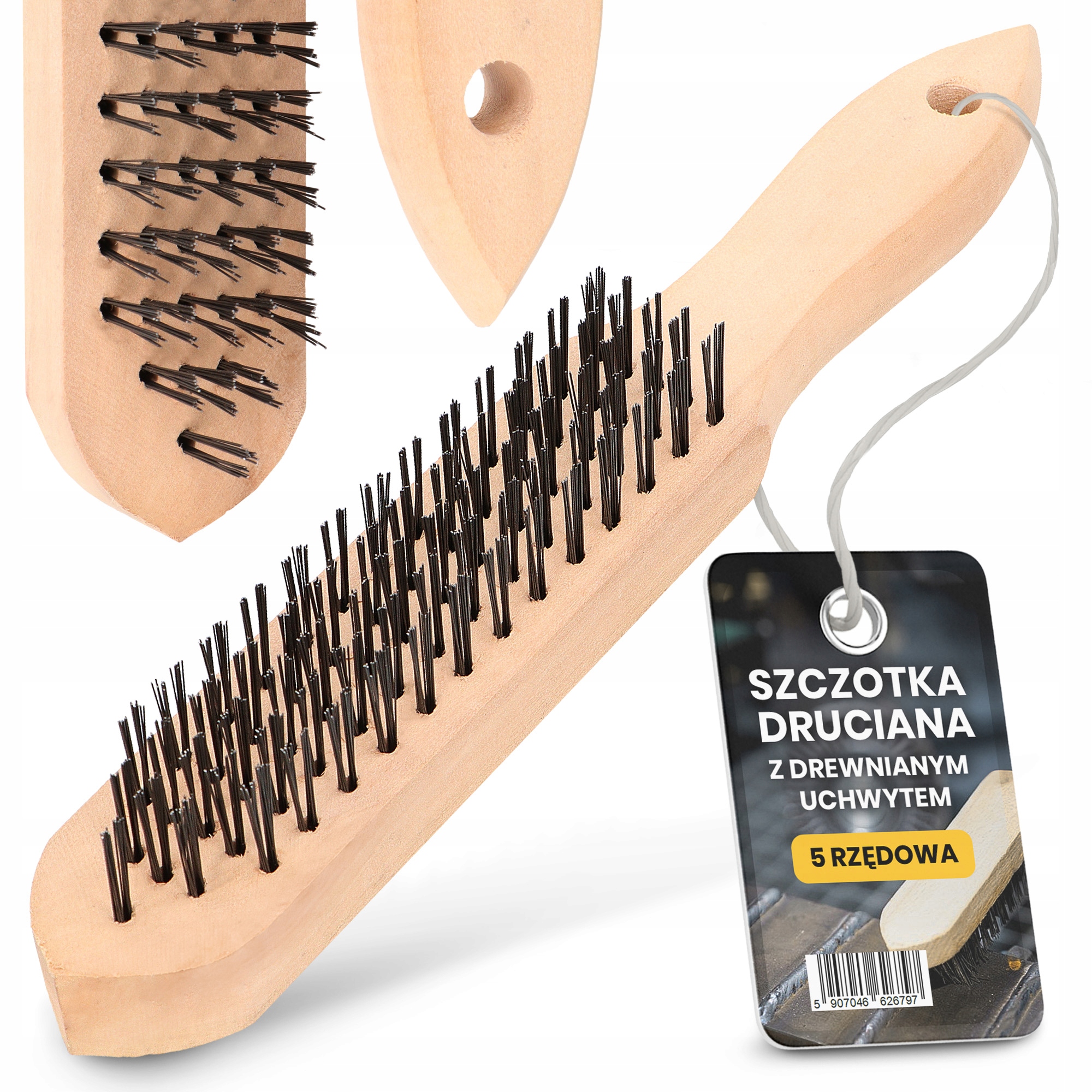 Szczotka Druciana Stalowa 5 Rzędowa Czyszczenia Farby Rdzy Korozji Ot-t