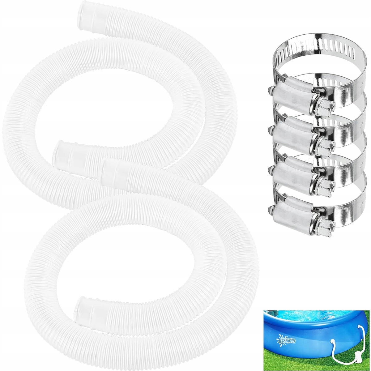 2x WĄŻ KARBOWANY RURA 32MM 150CM DO BASENU POMPY FILTRA WĄŻ BASENOWY