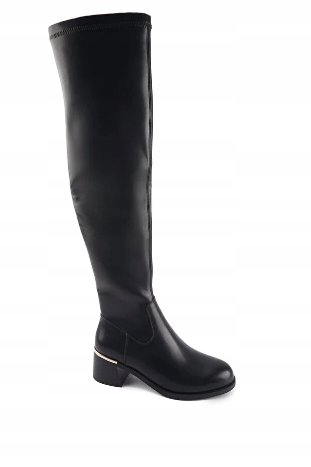 Nine West Černé Dámské Kozačky Za Koleno S Ozdobným Podpatkem 39 5GA