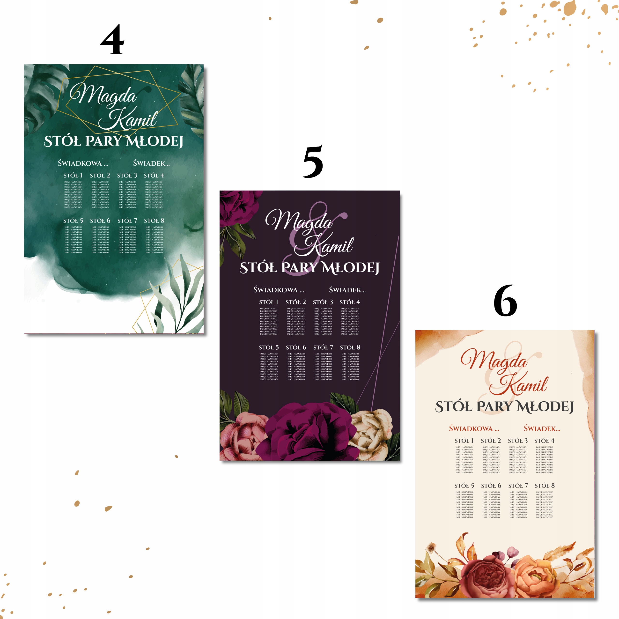 PLAN STOŁÓW GOŚCI NA WESELE ŚLUB POWITANIE 60x90cm EAN (GTIN) 5906196640226