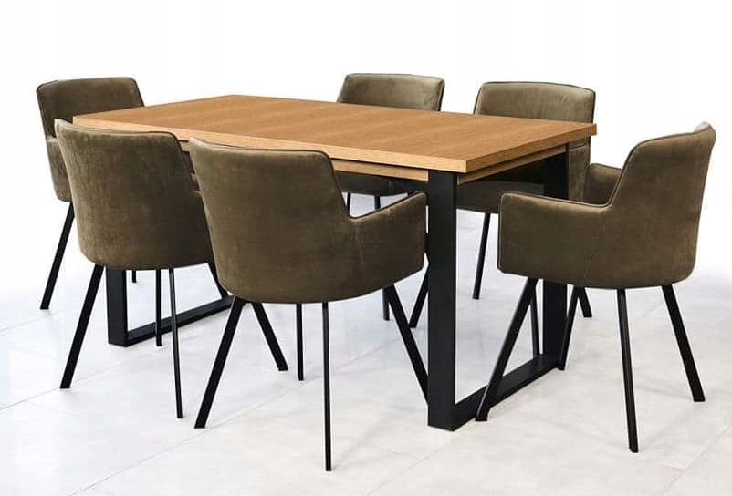 ZESTAW Stół 80x150/190 + 6 krzeseł LOFT INDUSTRIAL Kształt blatu prostokątny