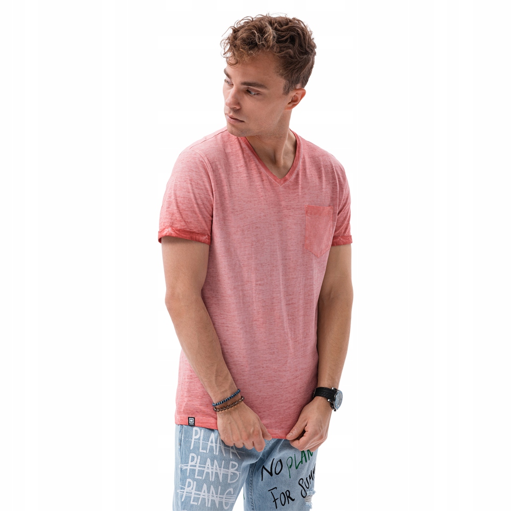

T-shirt męski bawełniany S1388 koralowy XL