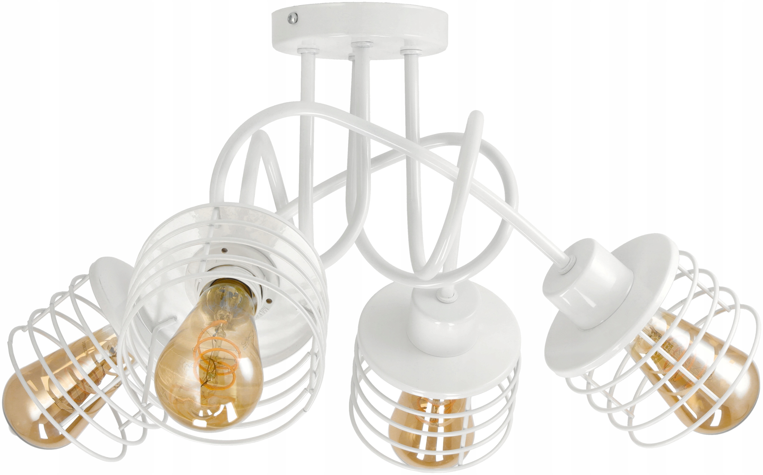 stropní svítidlo Led Loft 4XE27 Závěsné Bílé Lustr do Pokoje Obývacího Pokoje