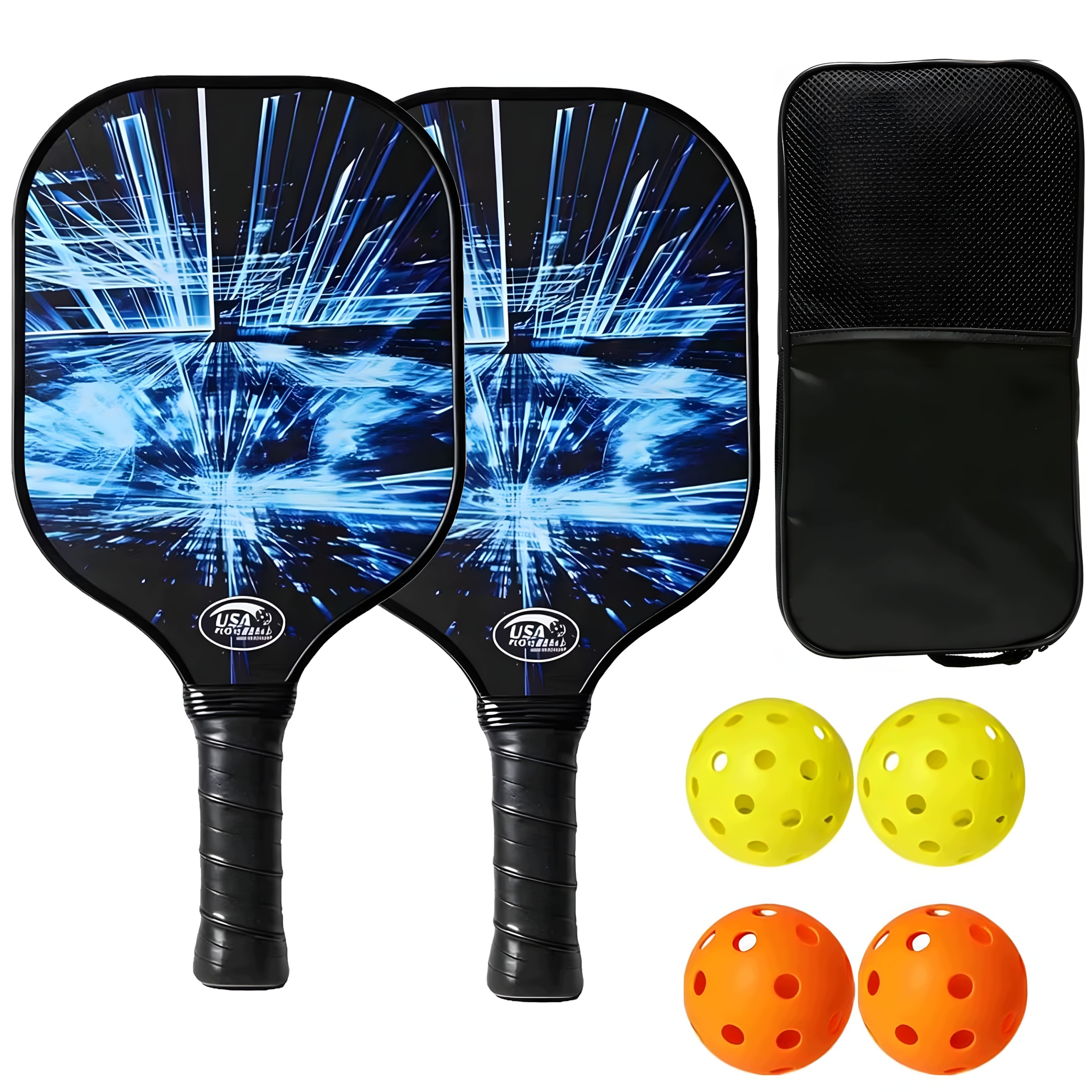 Zestaw Rakiet Do Gry W Pickleball Z Etui – 2 Rakiety I 4 Piłki Komplet