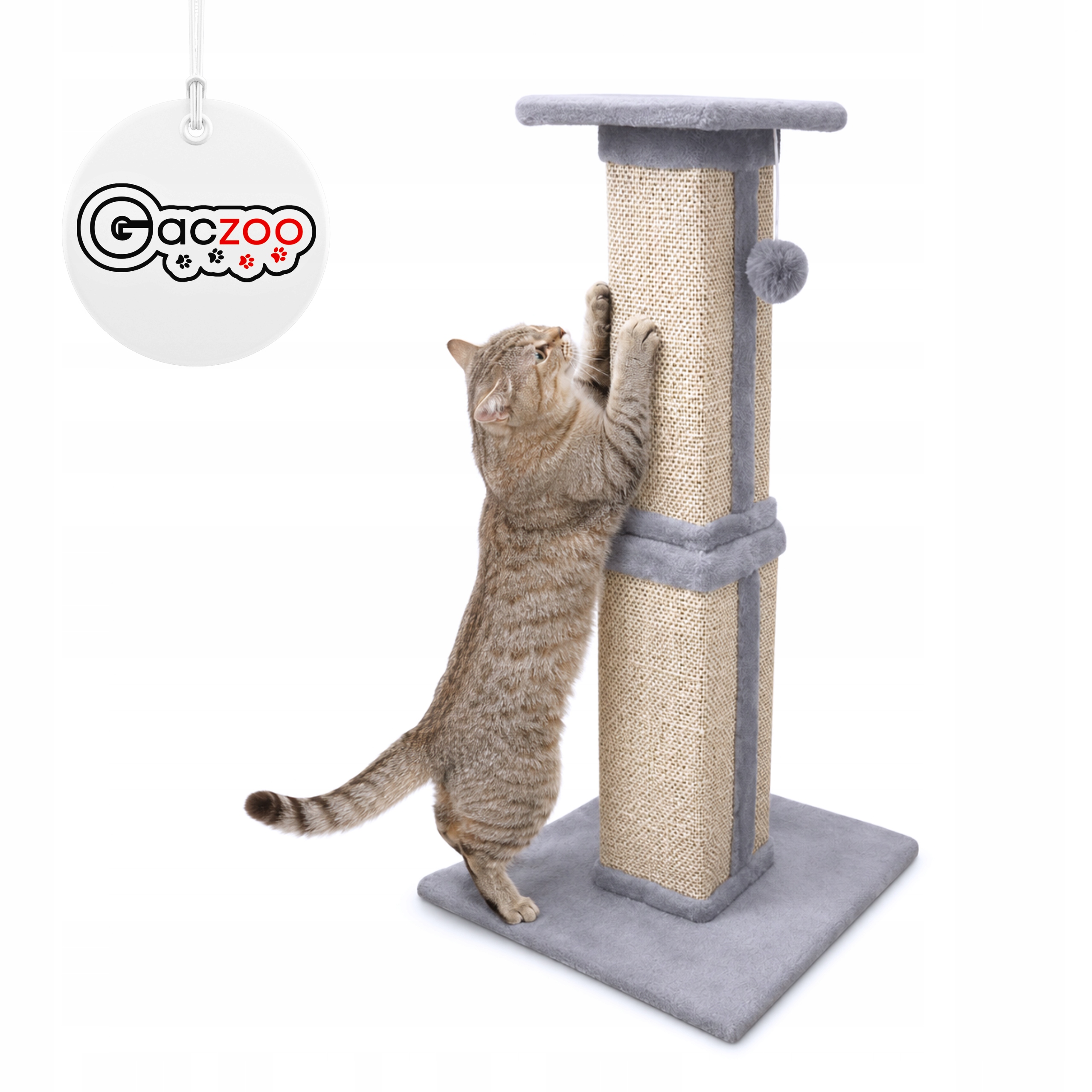 Gaczoo Škrabadlo pro kočky škrabací sloupek 36,5 x 36,5 x 80 cm světle šedý