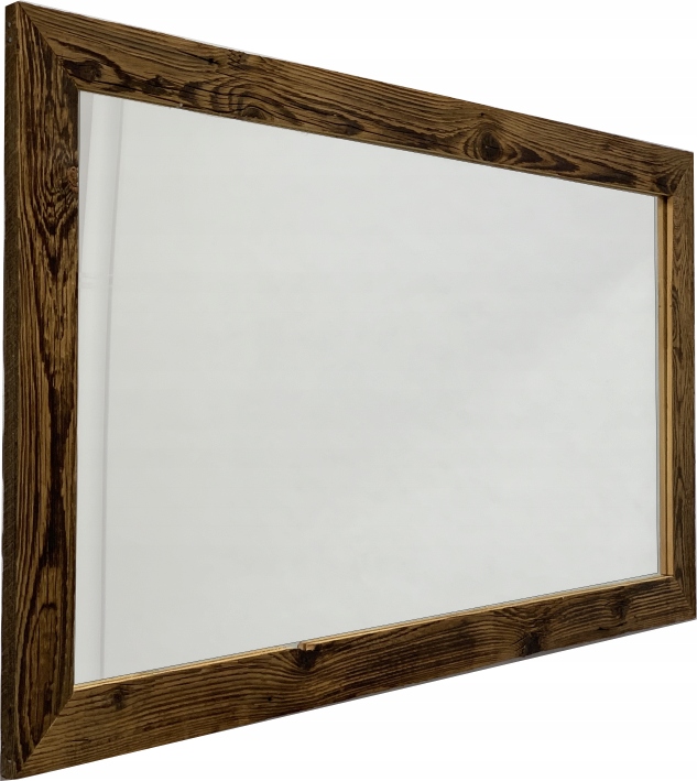 Lustro z ramą ze starego, odzyskanego drewna Szerokość 72 mm