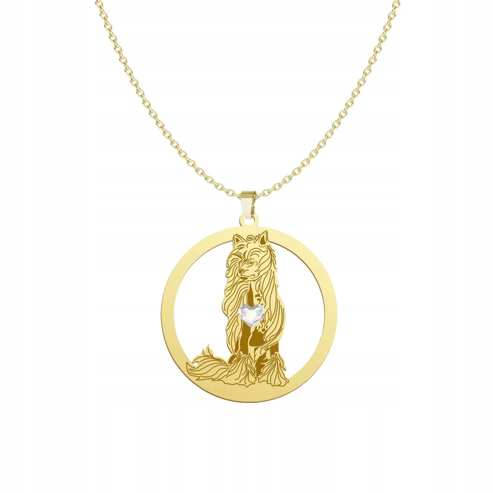 Zlatý náhrdelník se psem Hřívač čínský Nahý 925 Šperky Gravírování Bonus