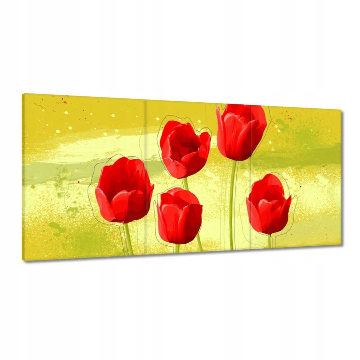 Obrazy 180x90 Poľné maky na medovom pozadí Červené kvety