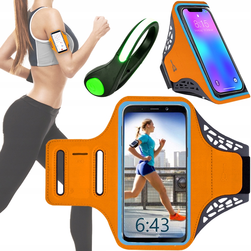 Etui Pokrowiec Opaska Na Ramię Armband Na Telefon Do Biegania Pomarańczowy