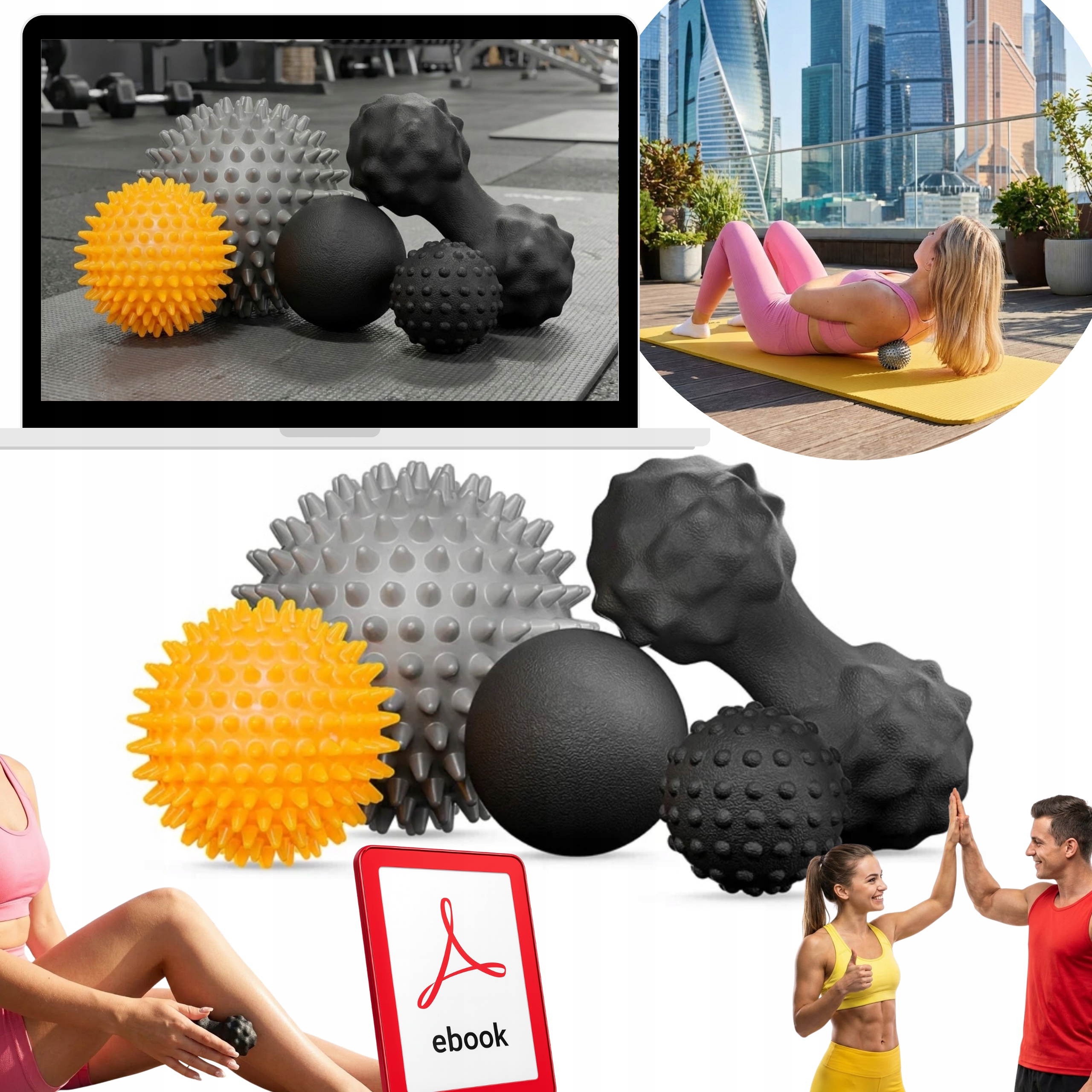 Roller Do Masażu 6W1 Piłki Duoball Jeżyki Sensoryczne Fitness Ebook