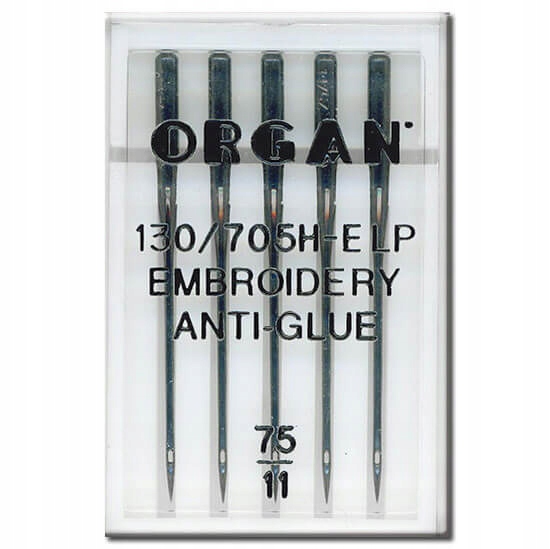 Igły Organ do haftu materiałów z klejem 130/705H-E Lp Anti-Glue 75