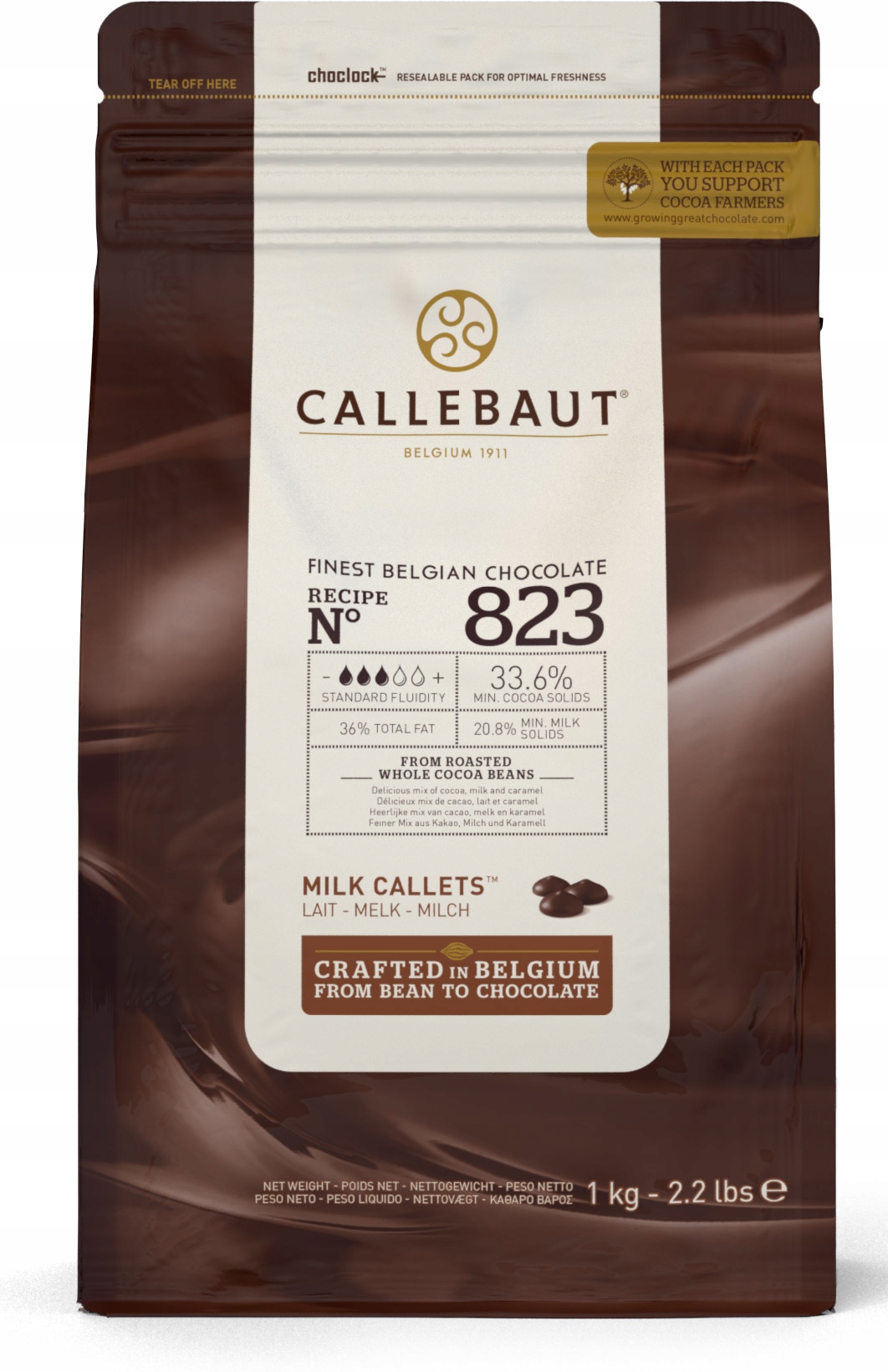 Czekolada Callebaut Mleczna do pralin, picia 1 kg 823 (33,6% kakao)