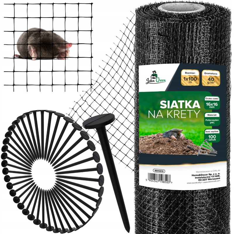 Síť Proti Krtkům A Hrabošům, Zesílená, Proti Krtkům, Černá, 40g/m2, 1x100m Kotvy