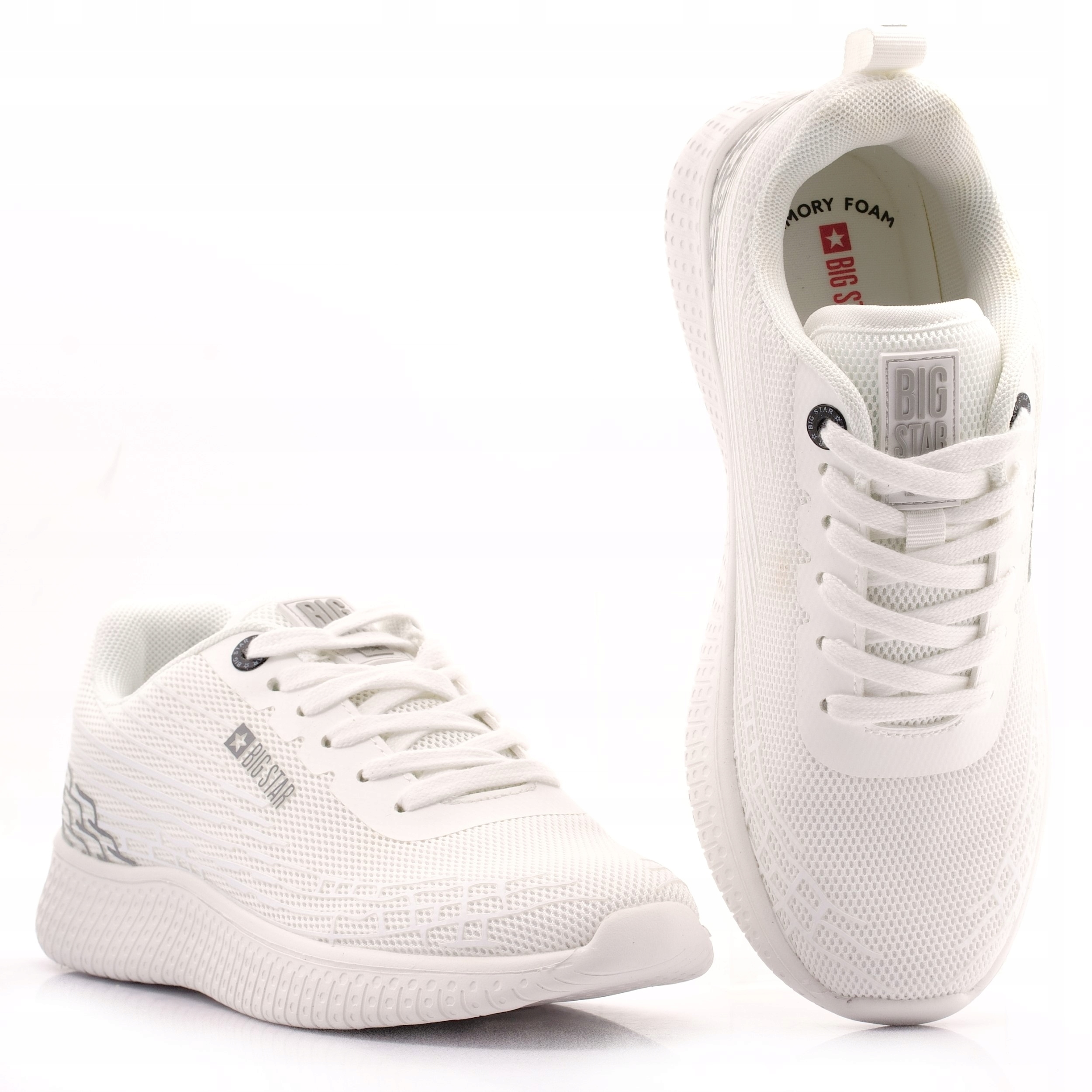 Big Star Buty Sportowe Damskie Adidasy Siatkowe Sznurowane Białe 274664 39