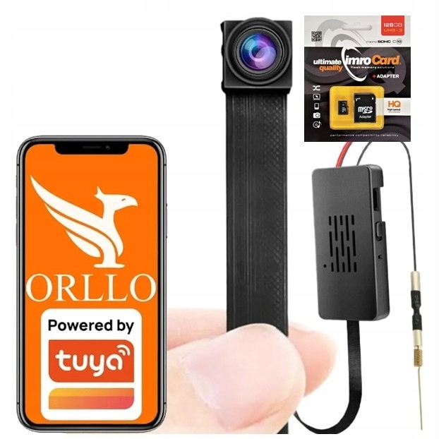Skrytá špionážní mini kamera Orllo C2 Pro WiFi Zdarma Tuya Karta 128GB