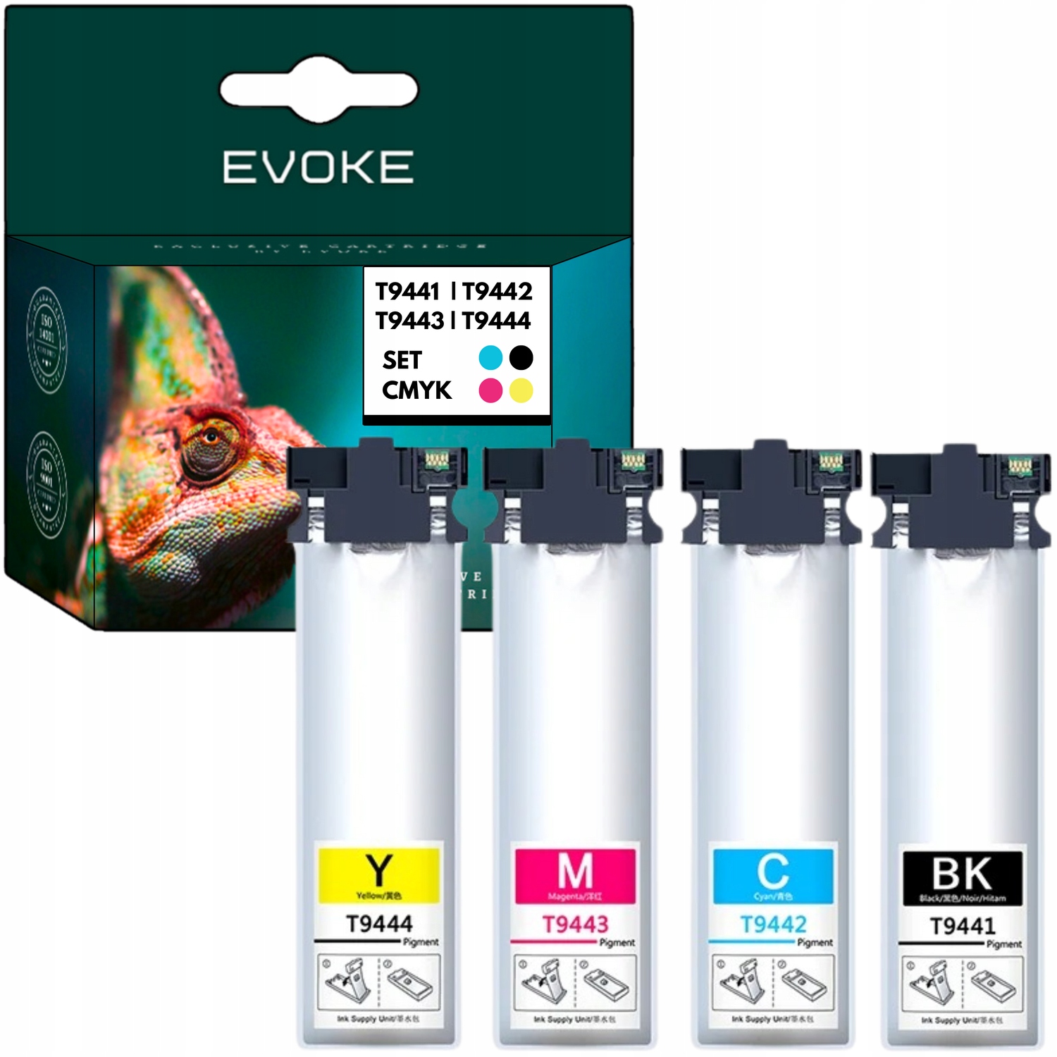 4x Inkoust pro tiskárnu Epson černý sada barev T9941 T9942 T9943 T9944