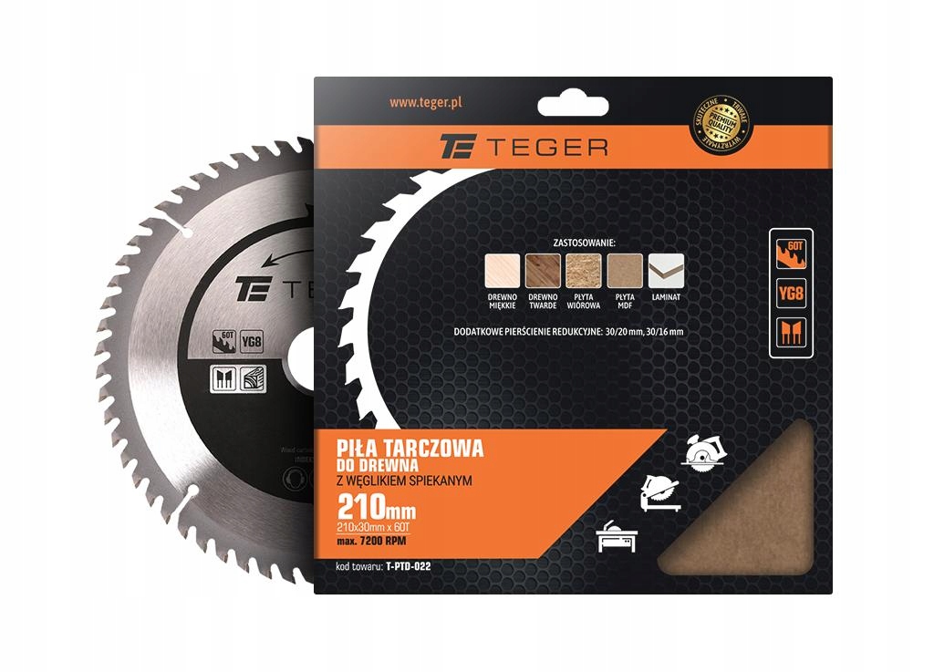 Piła tarczowa do drewna z węglikiem spiekanym 210x Marka Teger