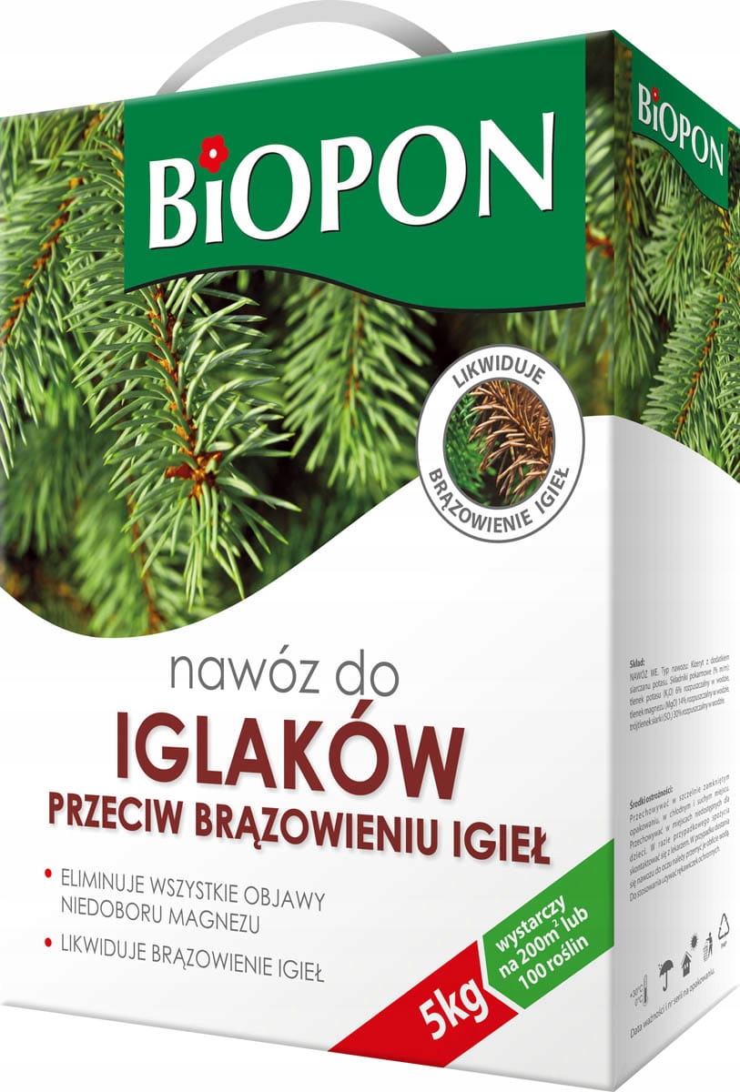 

Biopon- nawóz iglaki przeciw brązowieniu igieł 5kg