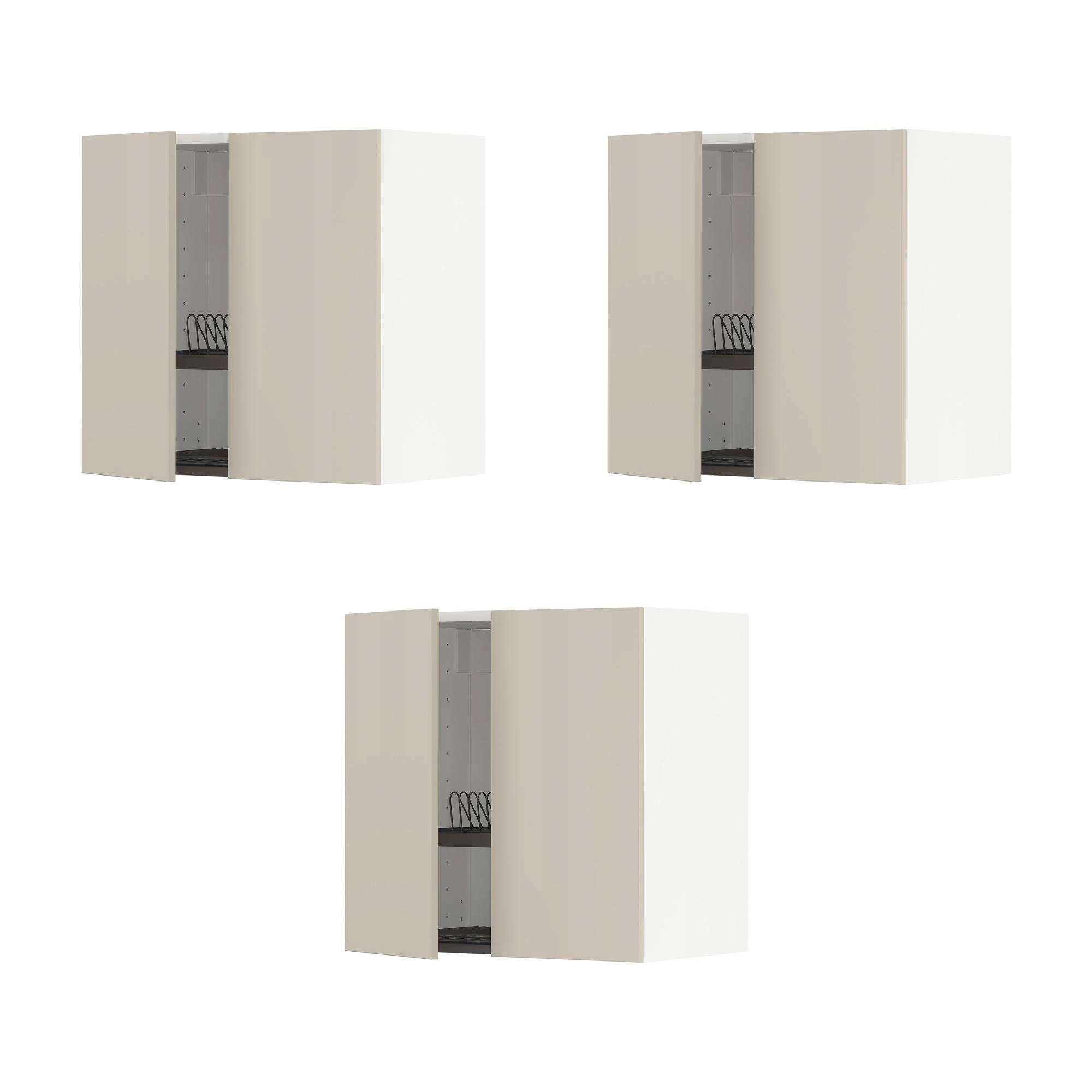 3 szt. Szafka ścienna z ociekaczem 60x60 cm biała beżowa Havstorp