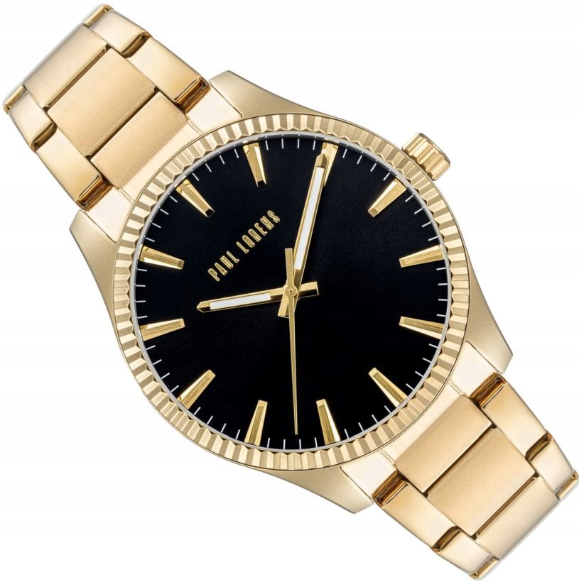 Elegantní Pánské Hodinky Paul Lorens Pl 20012B-1D1 Černo-zlaté Drážky 43 mm