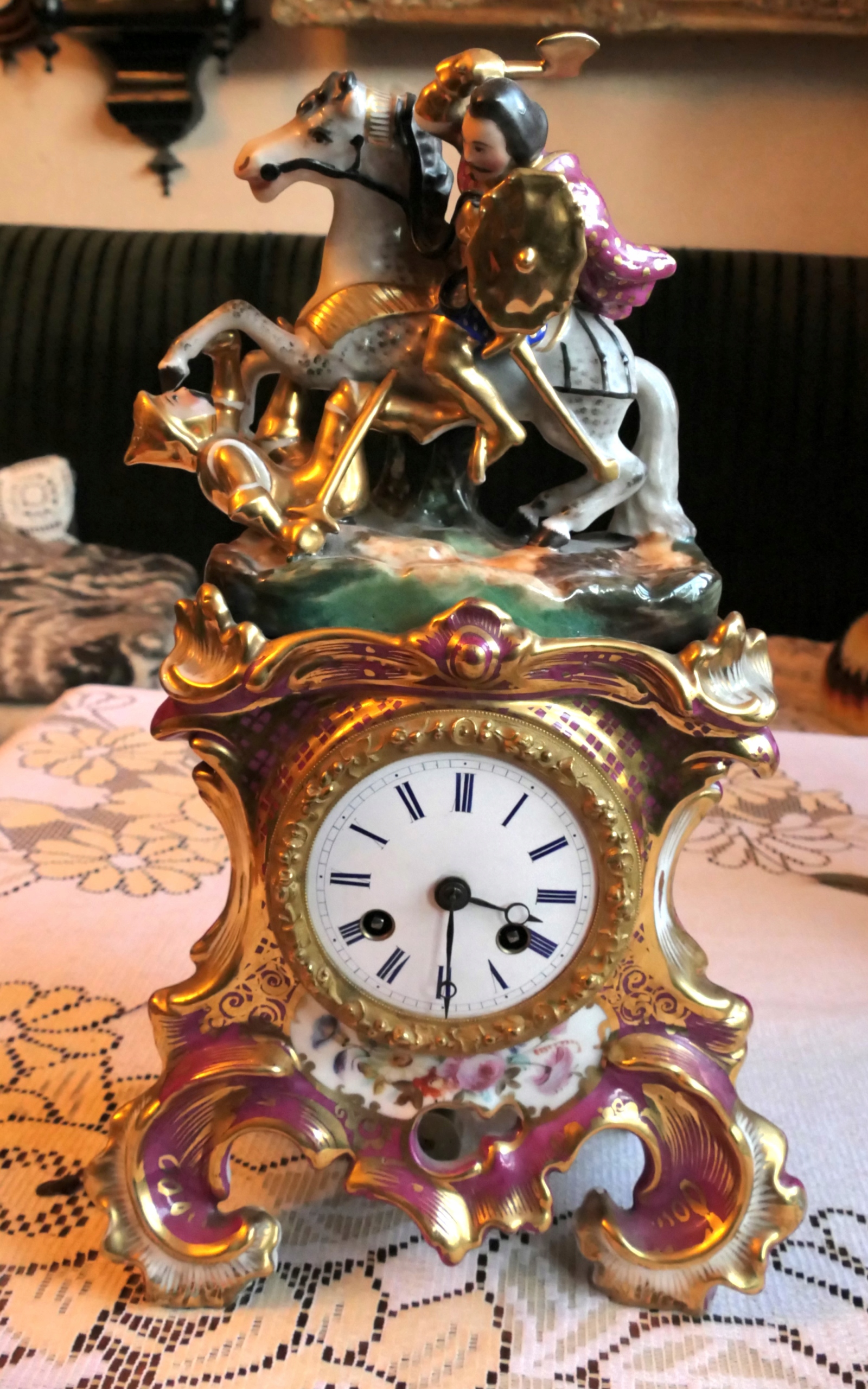 Francuski zegar porcelanowy...