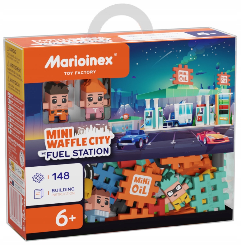 Klocki konstrukcyjne Marioinex Mini Waffle - City: Stacja paliw, 148 elementów