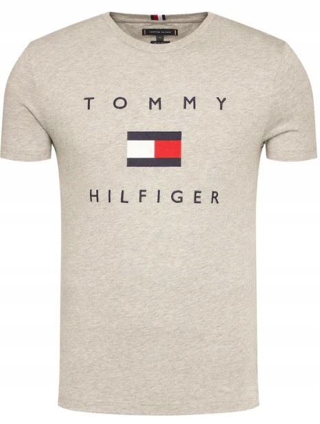 

Tommy Hilfiger szary t-shirt męski koszulka logo L